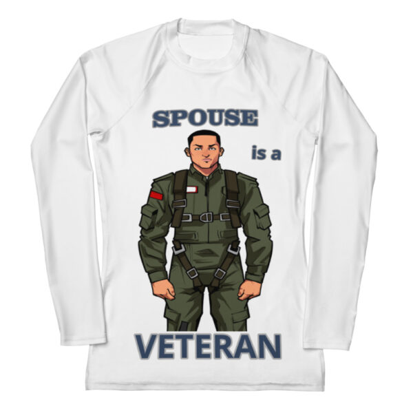 SPOUSE IS A VETERAN TOO FOWER Women's Rash Guard