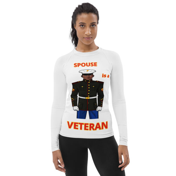 SPOUSE IS A VETERAN TOO FOWER Women's Rash Guard