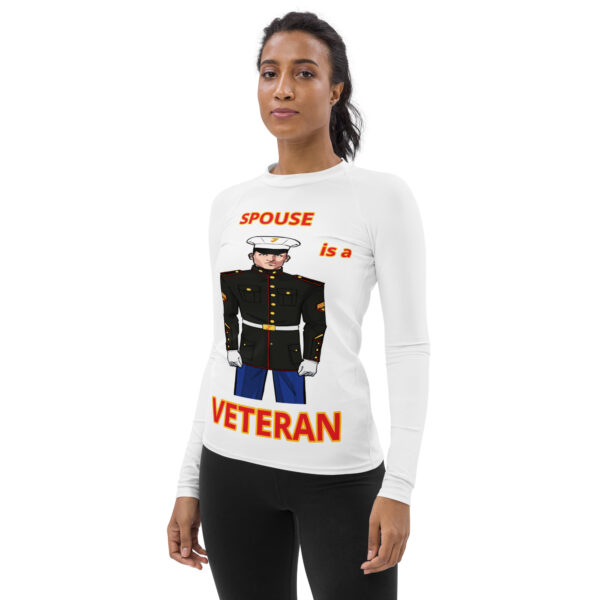 SPOUSE IS A VETERAN TOO FOWER Women's Rash Guard - Image 3