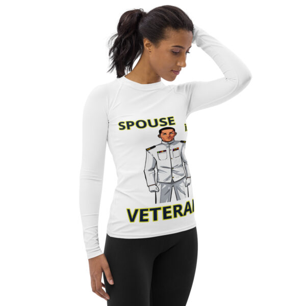 SPOUSE IS A VETERAN TOO FOWER Women's Rash Guard - Image 4