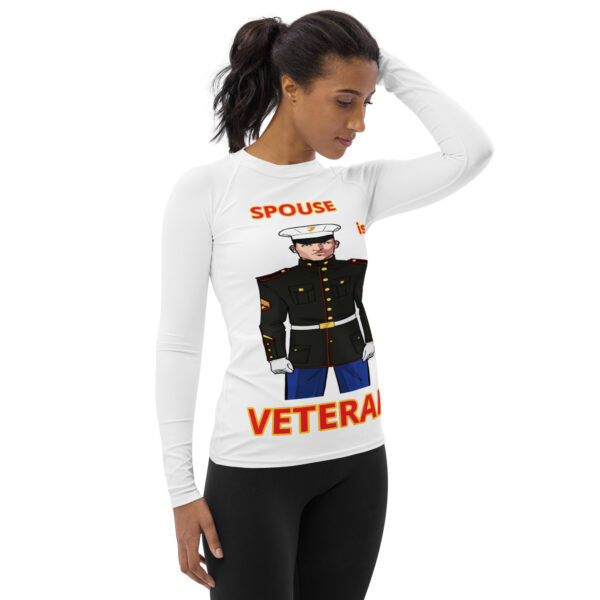 SPOUSE IS A VETERAN TOO FOWER Women's Rash Guard - Image 4