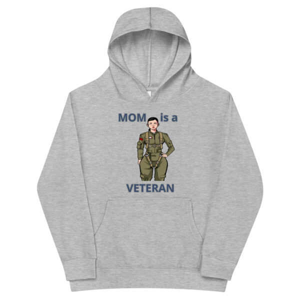 MOM IS A VETERAN TOO FOWER Kids Fleece Hoodie - Image 3