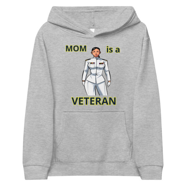 MOM IS A VETERAN TOO FOWER Kids Fleece Hoodie - Image 3