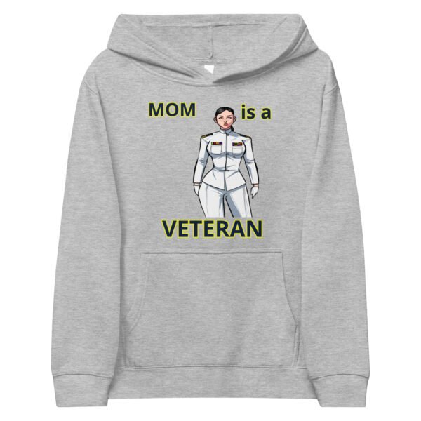 MOM IS A VETERAN TOO FOWER Kids Fleece Hoodie - Image 3