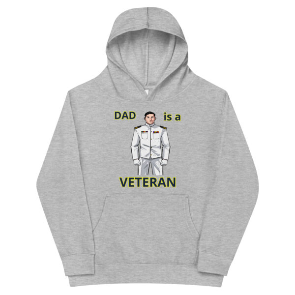 DAD IS A VETERAN TOO FOWER Kids Fleece Hoodie - Image 3