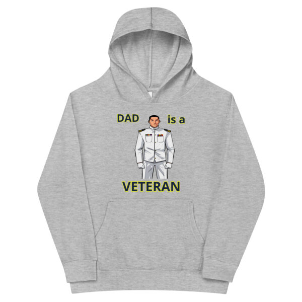 DAD IS A VETERAN TOO FOWER Kids Fleece Hoodie - Image 3