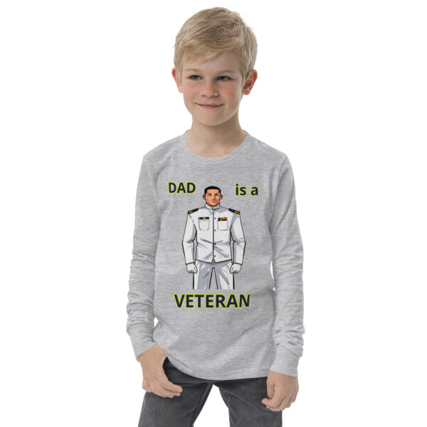 DAD IS A VETERAN TOO FOWER Youth Long Sleeve Tee - Image 5