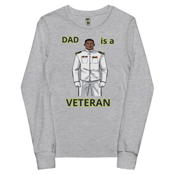 DAD IS A VETERAN TOO FOWER Youth Long Sleeve Tee - Image 3