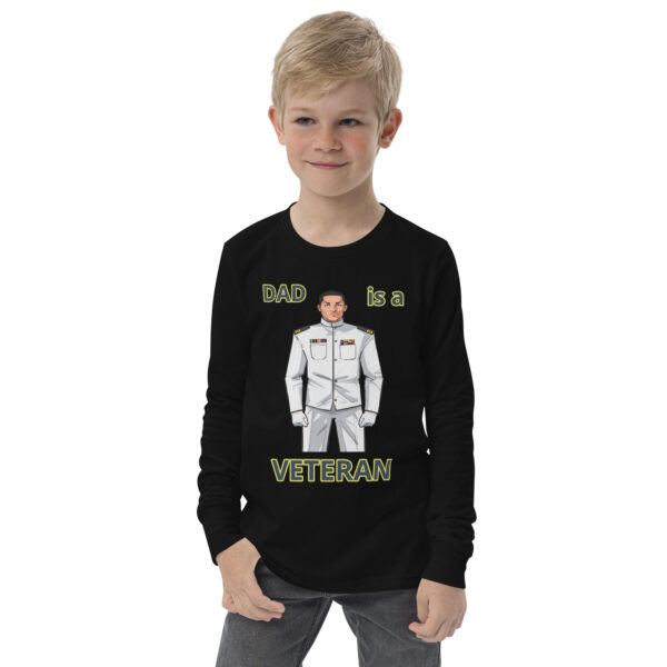 DAD IS A VETERAN TOO FOWER Youth Long Sleeve Tee