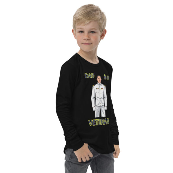 DAD IS A VETERAN TOO FOWER Youth Long Sleeve Tee - Image 3