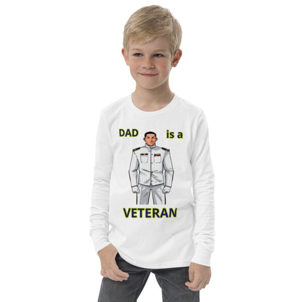 DAD IS A VETERAN TOO FOWER Youth Long Sleeve Tee - Image 9