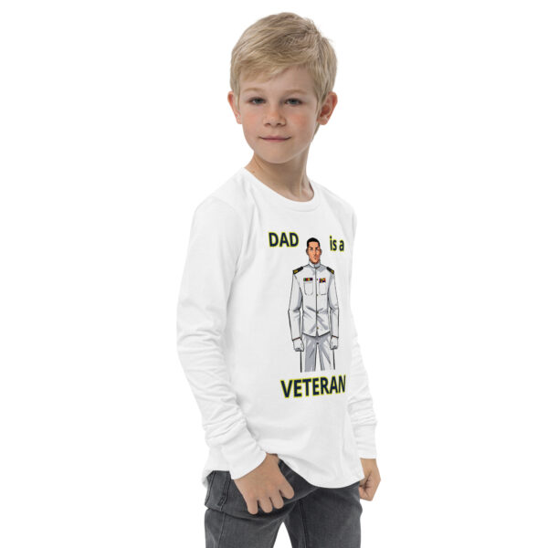 DAD IS A VETERAN TOO FOWER Youth Long Sleeve Tee - Image 11