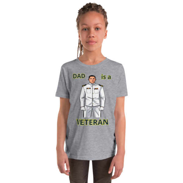 DAD IS A VETERAN TOO FOWER Youth Short Sleeve T-Shirt - Image 3