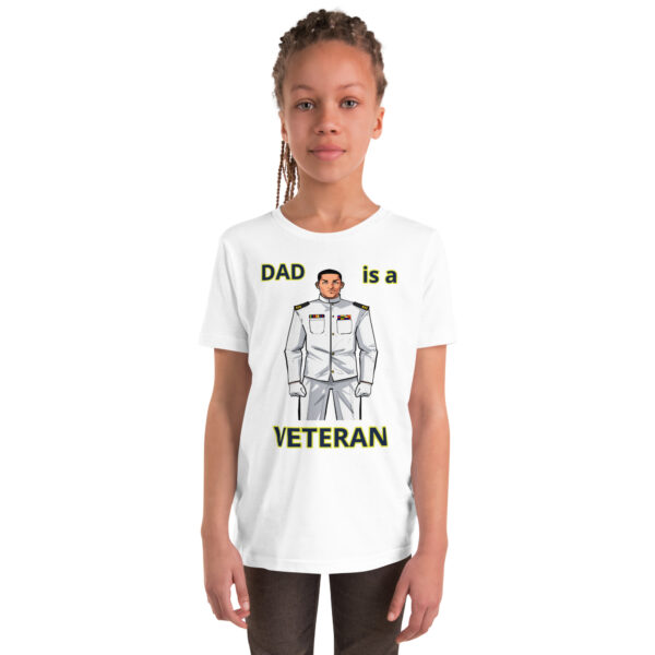 DAD IS A VETERAN TOO FOWER Youth Short Sleeve T-Shirt - Image 5