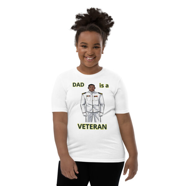 DAD IS A VETERAN TOO FOWER Youth Short Sleeve T-Shirt - Image 9