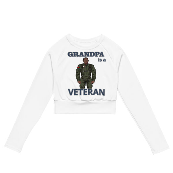 GRANDPA IS A VETERAN TOO FOWER Recycled Long-Sleeve Crop Top