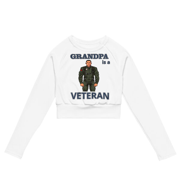 GRANDPA IS A VETERAN TOO FOWER Recycled Long-Sleeve Crop Top