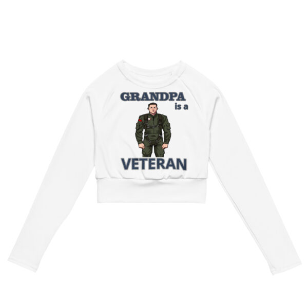 GRANDPA IS A VETERAN TOO FOWER Recycled Long-Sleeve Crop Top