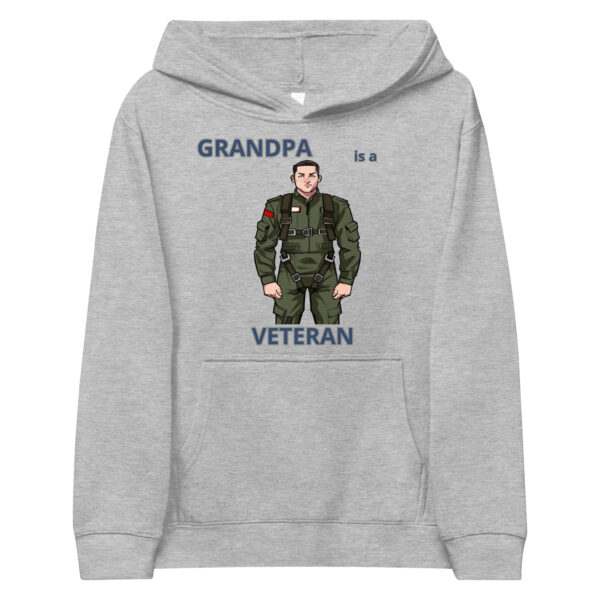 GRANDPA IS A VETERAN TOO FOWER Kids Fleece Hoodie - Image 3