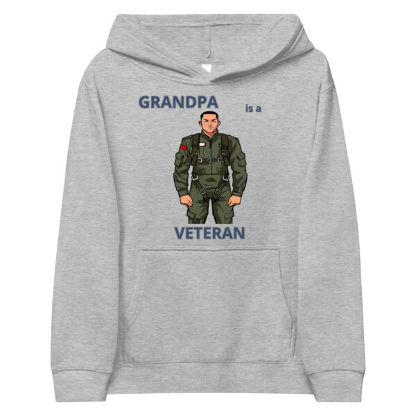 GRANDPA IS A VETERAN TOO FOWER Kids Fleece Hoodie - Image 3