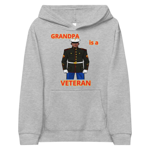 GRANDPA IS A VETERAN TOO FOWER Kids Fleece Hoodie - Image 3