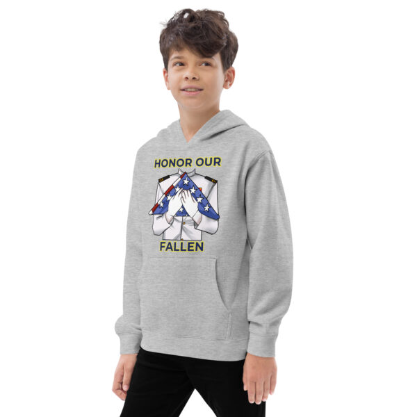 HONOR OUR FALLEN TOO FIFE Kids Fleece Hoodie - Image 8