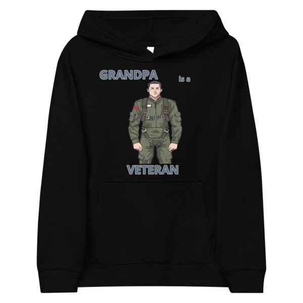 GRANDPA IS A VETERAN TOO FOWER Kids Fleece Hoodie