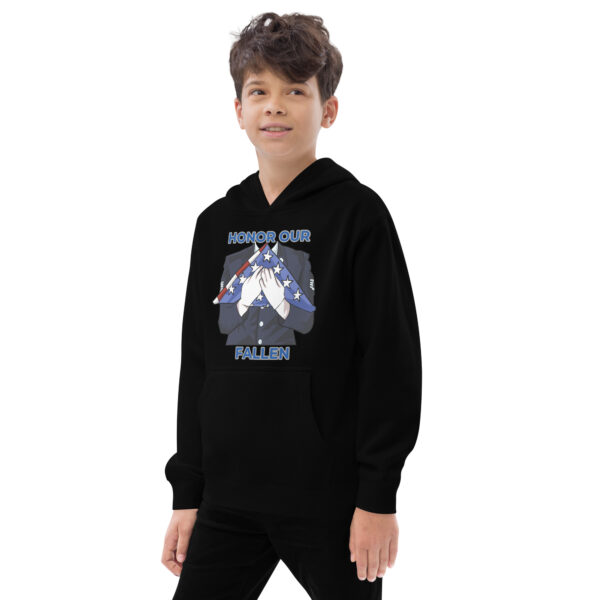 HONOR OUR FALLEN TOO FIFE Kids Fleece Hoodie - Image 3