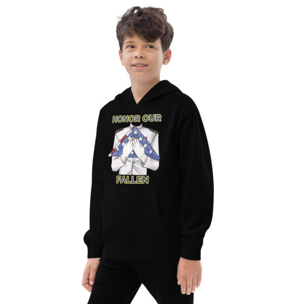 HONOR OUR FALLEN TOO FIFE Kids Fleece Hoodie - Image 3