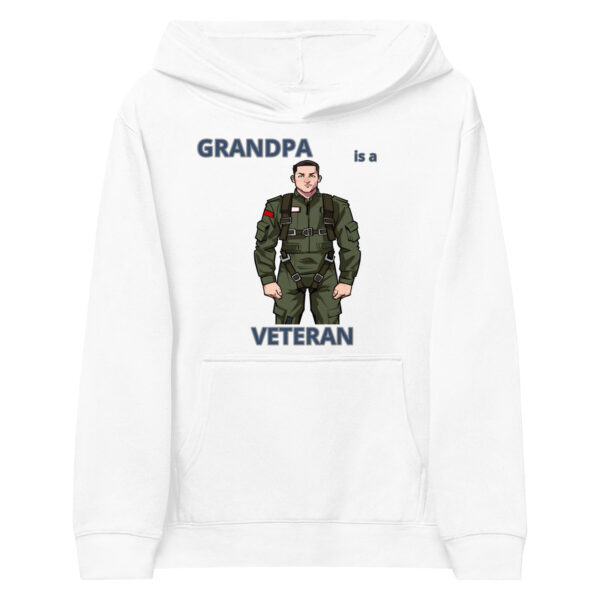 GRANDPA IS A VETERAN TOO FOWER Kids Fleece Hoodie - Image 5