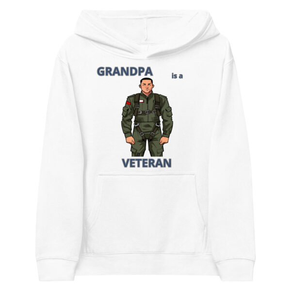 GRANDPA IS A VETERAN TOO FOWER Kids Fleece Hoodie - Image 5