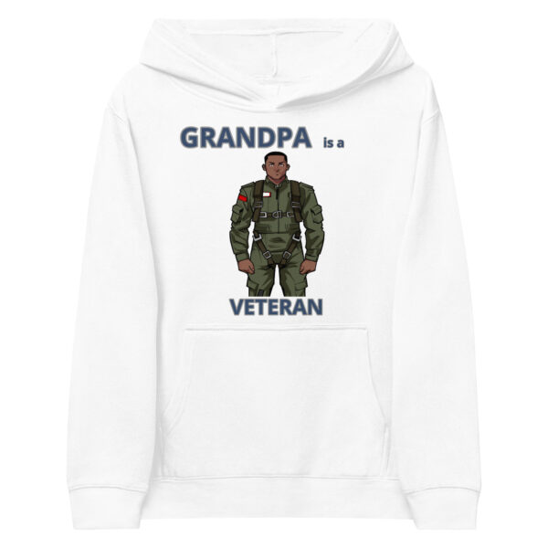 GRANDPA IS A VETERAN TOO FOWER Kids Fleece Hoodie - Image 5