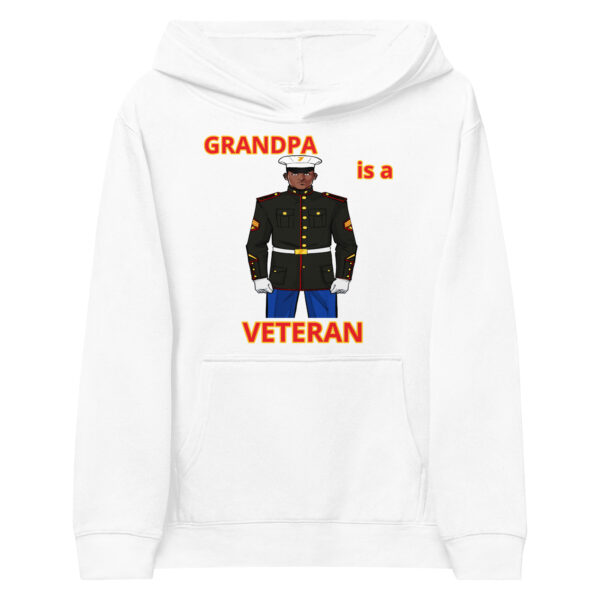 GRANDPA IS A VETERAN TOO FOWER Kids Fleece Hoodie - Image 5