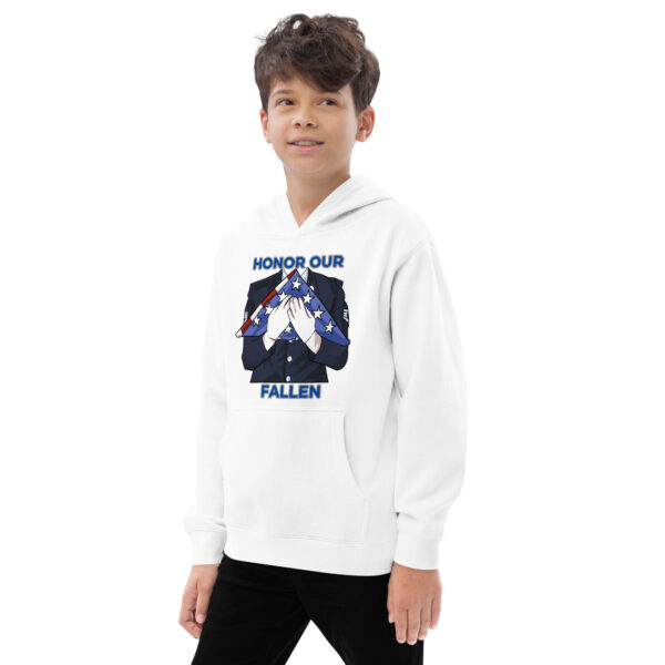 HONOR OUR FALLEN TOO FIFE Kids Fleece Hoodie - Image 13