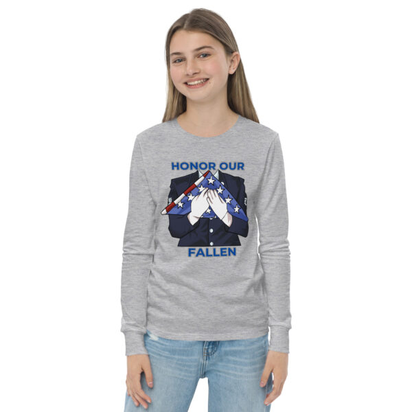 HONOR OUR FALLEN TOO FIFE Youth Long Sleeve Tee - Image 8