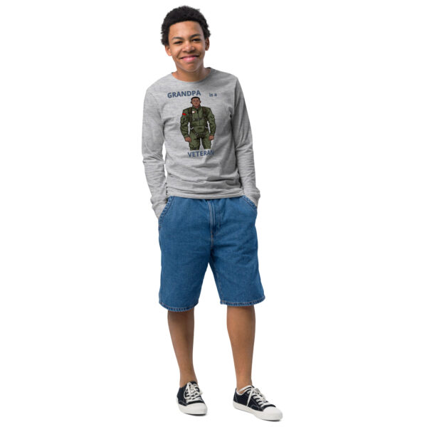 GRANDPA IS A VETERAN TOO FOWER Youth Long Sleeve Tee - Image 4