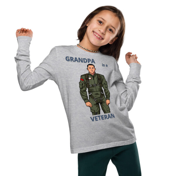 GRANDPA IS A VETERAN TOO FOWER Youth Long Sleeve Tee - Image 4