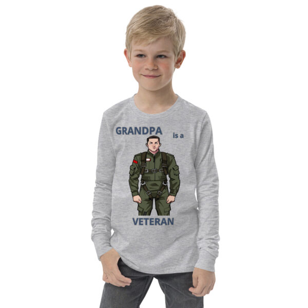 GRANDPA IS A VETERAN TOO FOWER Youth Long Sleeve Tee - Image 5