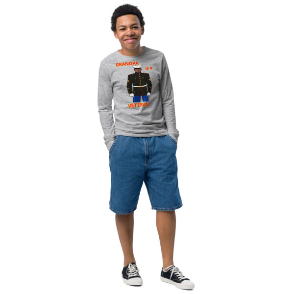 GRANDPA IS A VETERAN TOO FOWER Youth Long Sleeve Tee - Image 4