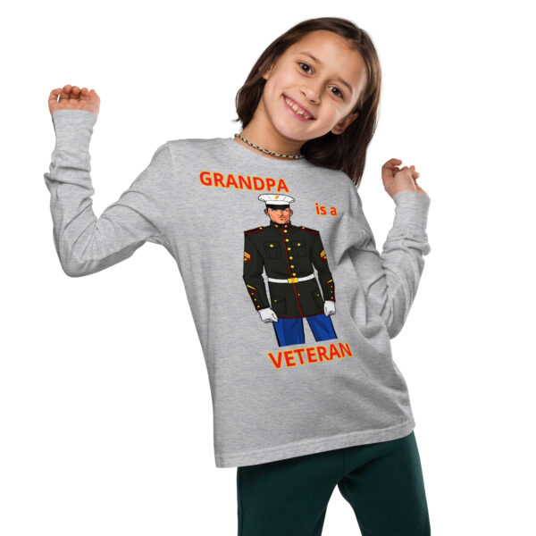 GRANDPA IS A VETERAN TOO FOWER Youth Long Sleeve Tee - Image 4