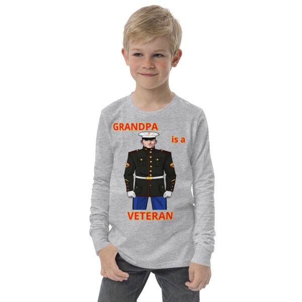 GRANDPA IS A VETERAN TOO FOWER Youth Long Sleeve Tee - Image 5