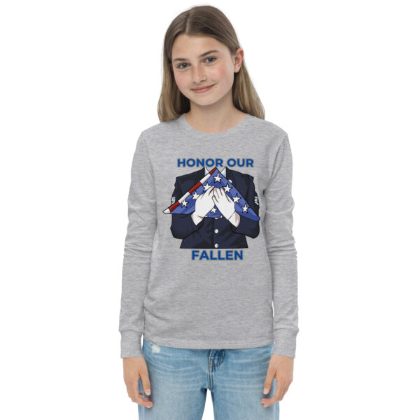 HONOR OUR FALLEN TOO FIFE Youth Long Sleeve Tee - Image 7