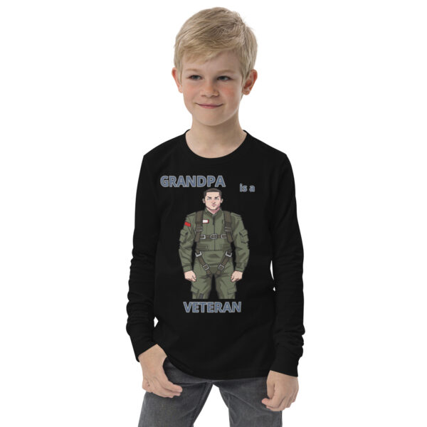 GRANDPA IS A VETERAN TOO FOWER Youth Long Sleeve Tee