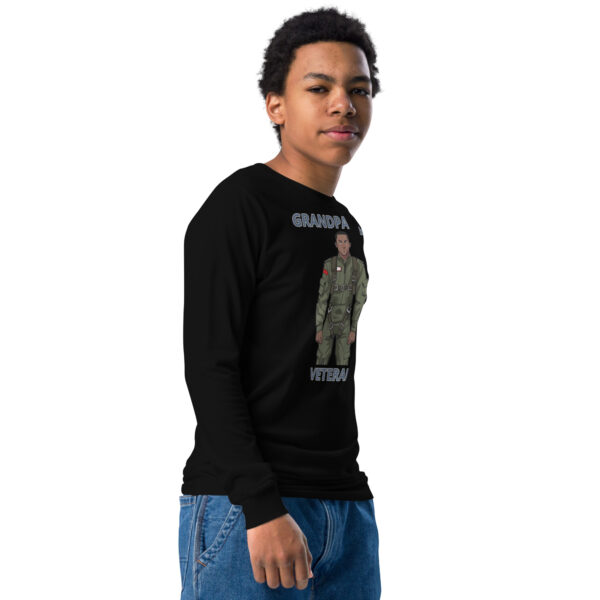 GRANDPA IS A VETERAN TOO FOWER Youth Long Sleeve Tee - Image 2