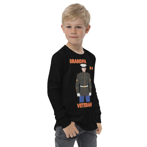 GRANDPA IS A VETERAN TOO FOWER Youth Long Sleeve Tee - Image 3