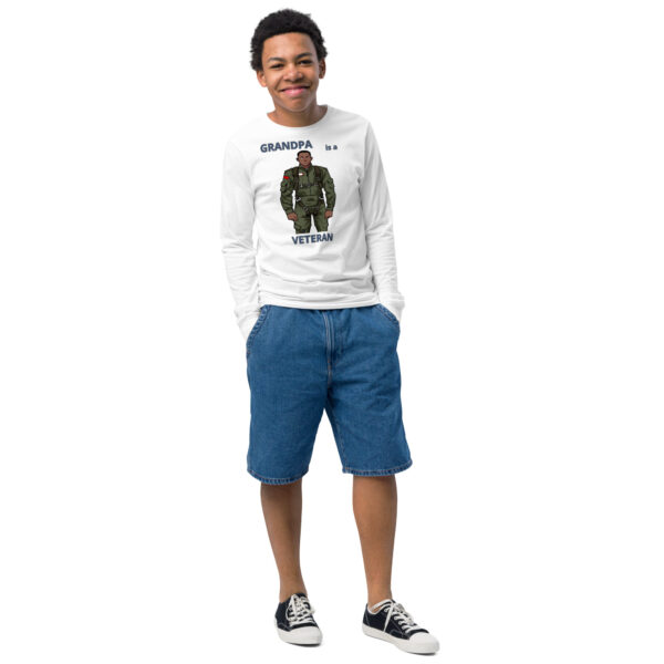 GRANDPA IS A VETERAN TOO FOWER Youth Long Sleeve Tee - Image 7