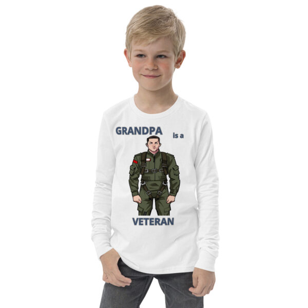 GRANDPA IS A VETERAN TOO FOWER Youth Long Sleeve Tee - Image 9