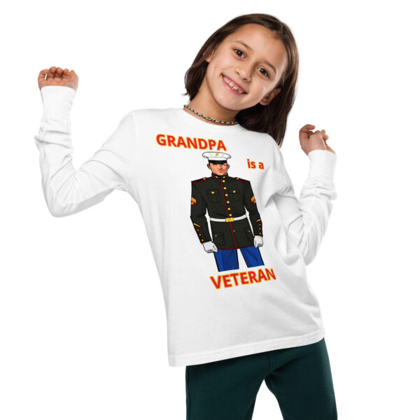 GRANDPA IS A VETERAN TOO FOWER Youth Long Sleeve Tee - Image 7