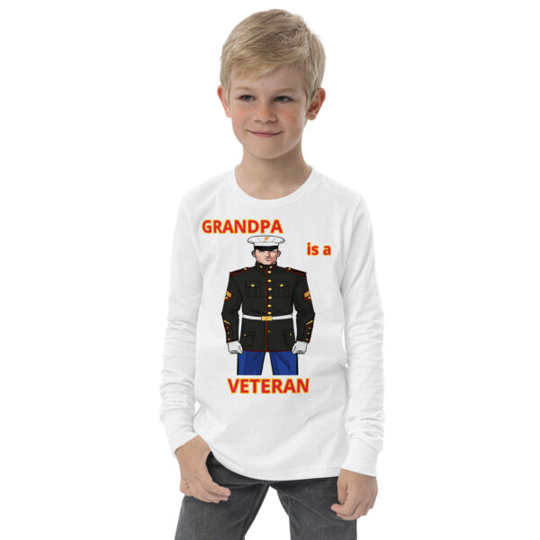 GRANDPA IS A VETERAN TOO FOWER Youth Long Sleeve Tee - Image 9