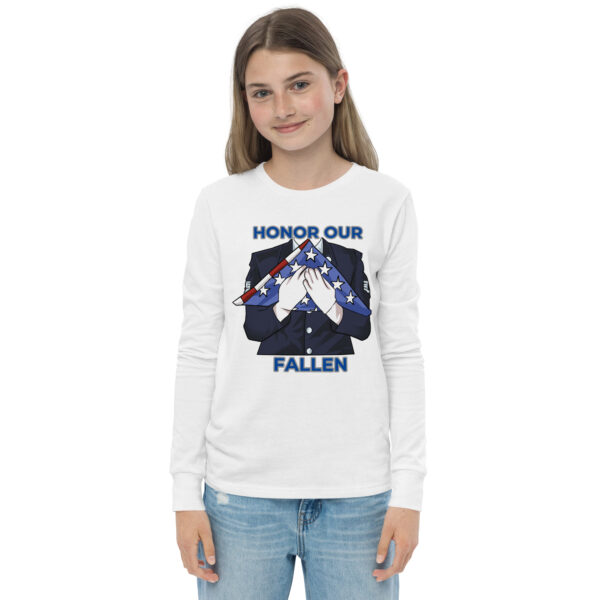 HONOR OUR FALLEN TOO FIFE Youth Long Sleeve Tee - Image 13